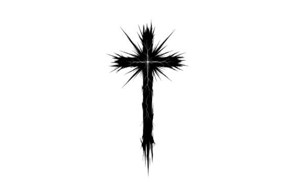 Electric Lightning Christian Cross for Graphics and T-Shirts