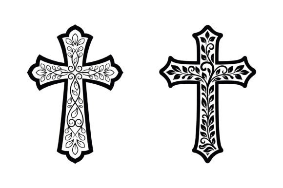 Ornate Floral Christian Cross Graphics & T-Shirt Designs Review